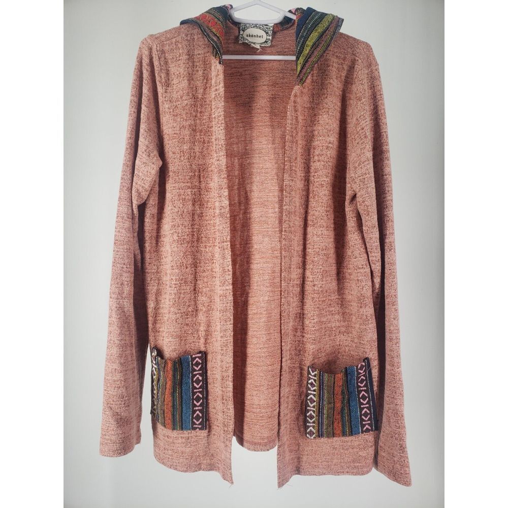 Skonhet Hoodie Medium Boho Aztec Southwestern Trim Sweater M Chenille‎ Feel